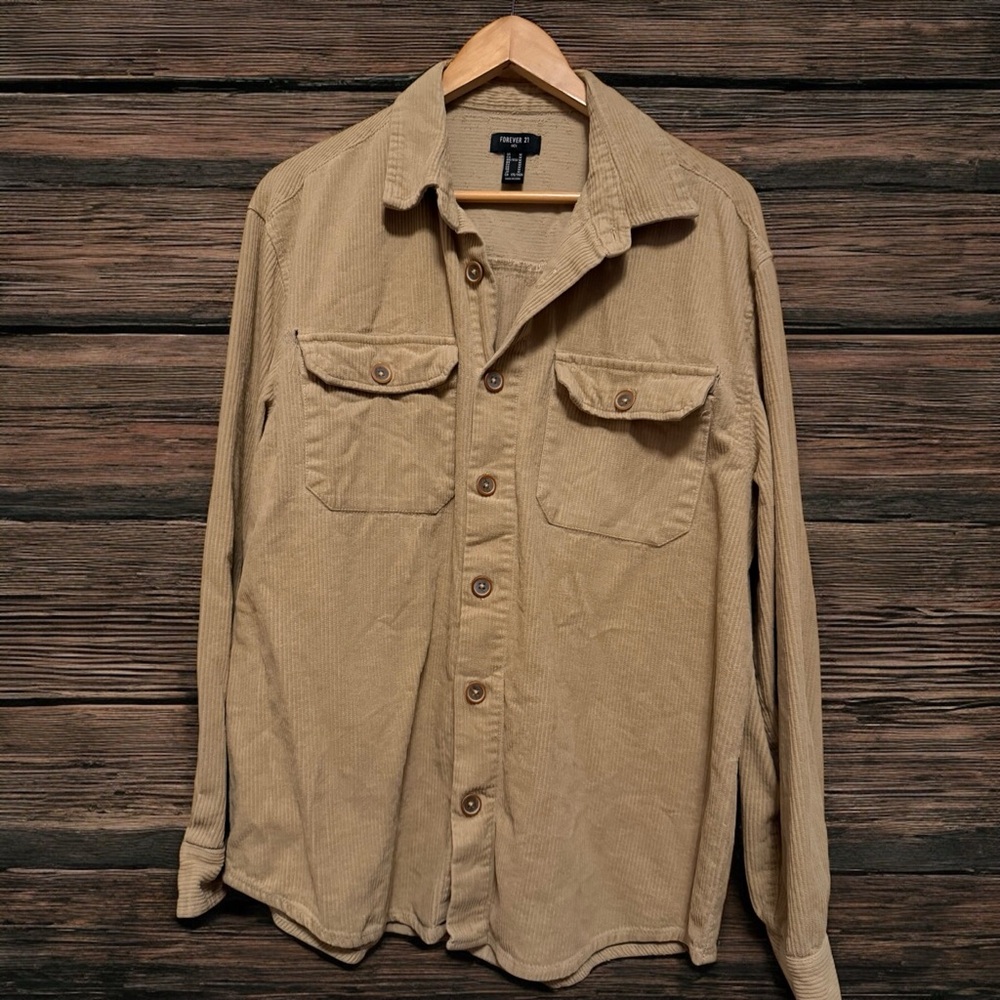 Forever 21 Men's Beige Corduroy Shirt Jacket Unisex